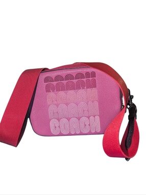 Coach Pink Ombre Logo Crossbody with Red Strap